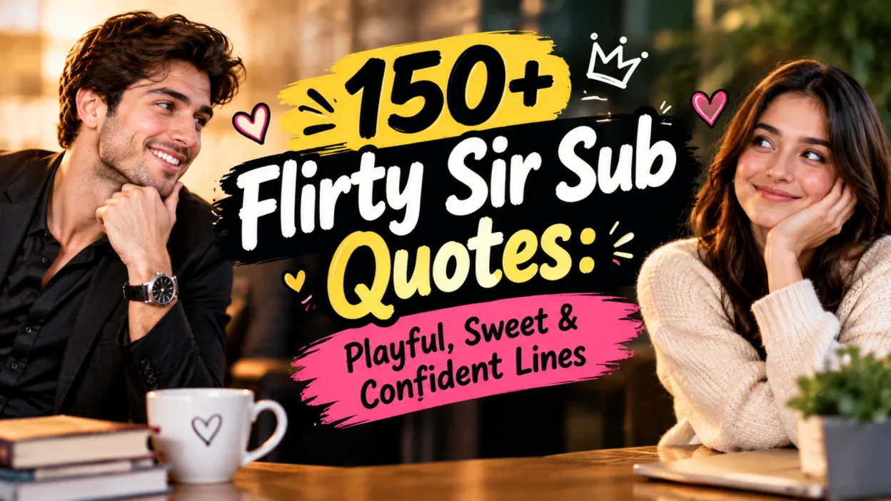Flirty Sir Sub quotes with playful, sweet and confident lines featuring a romantic café scene