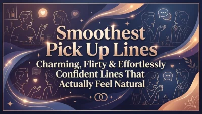 Smoothest pick up lines title graphic with elegant typography and flirty